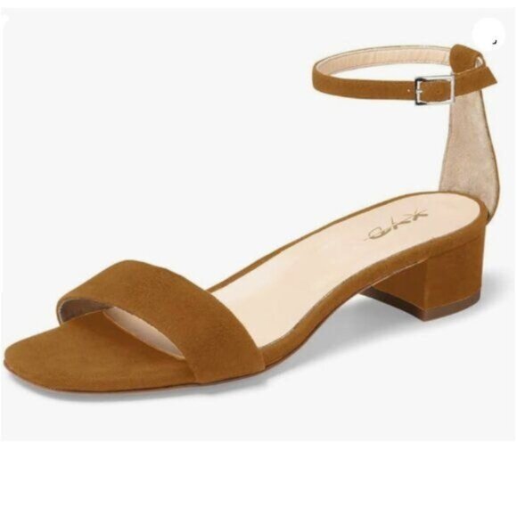XYD Heels for Women Open Toe Sandals Buckled Low Chunky Block Pump Shoes Brown - Picture 1 of 8